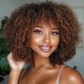 Full Curly Bob Wigs Human Hair Wigs Afro Curly Wigs With Bangs Wear Go Jerry Curly Bob Wigs Human Hair Wigs