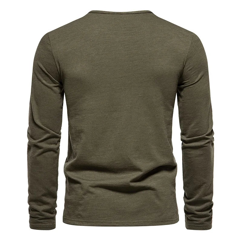 Henley T Shirt Men Autumn Tshirt Men Streetwear Casual T Shirts Male