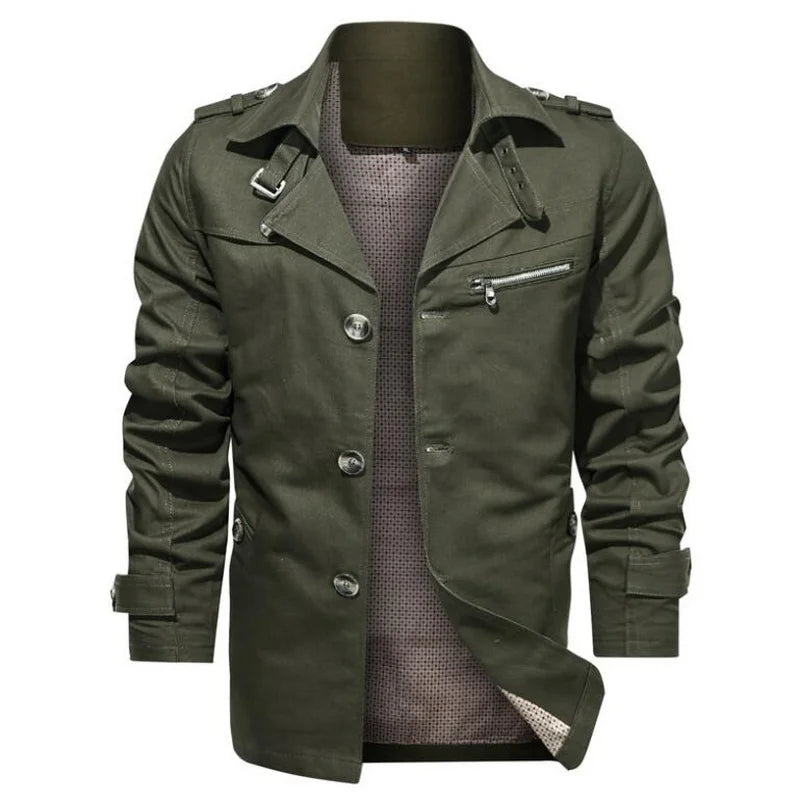 Men's Trench Outwear Cotton Lapel Coat Jacket Men Outdoor Windbreaker Business Casual Jackets