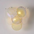 Ceiling light fixture with three round glass shades on a white background, Obroi