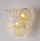 Ceiling light fixture with three round glass shades on a white background, Obroi