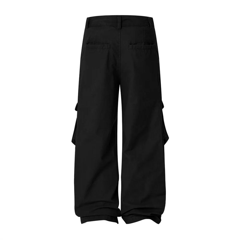 Spliced Cargo Pants Men Retro Distressed Safari Loose Wide Leg Pants Men Trousers