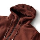 Mens Fleece Sherpa Padded Jacket Hoodie Fluffy Fleece Open Front Cardigan Button Down Soft Coat Fall Outwear With Pocket