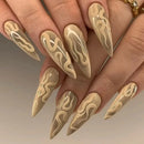 Handmade Manicure Long Almond Fake Nails New Summer Desert Limited Nails