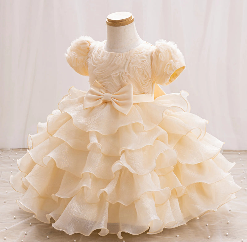 Flower girl dress baby sequin bow princess wedding bridesmaid 2-8 years old birthday party fluffy cake dress