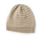 Cashmere Wool Knit Hat Ladies Winter Solid Warm Ear Protection Hat Cover Head Cap High-End Adult Accessories