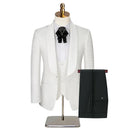 White Jacquard Dress Three-piece Groom Dress Big Size Explosion Four Seasons Men Suits 3 Piece