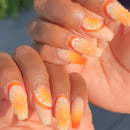 Crystal Stripes Fake Nails Press On Acrylic Nails Long Almond Flash Gradient Blush French False Nails Decor Wearable