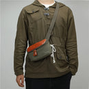 Obroi Person wearing a green jacket with a matching bag on a gray background