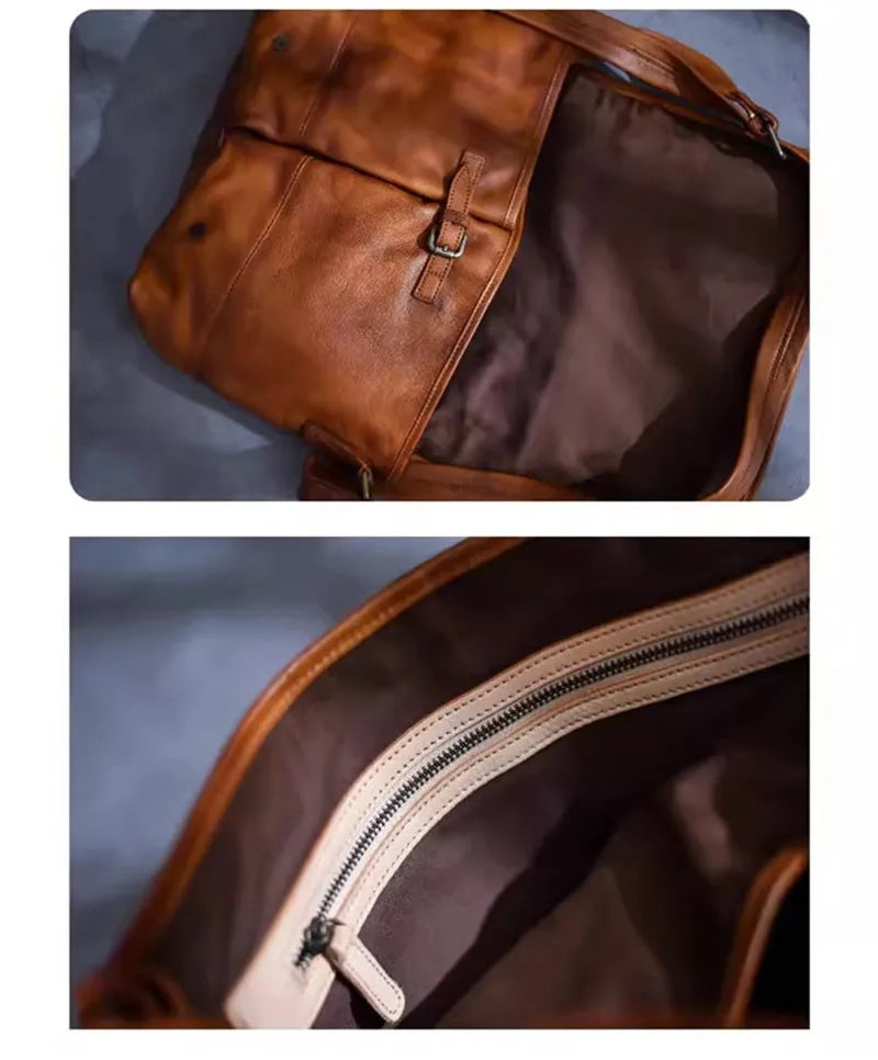 Vintage designer genuine leather men's messenger bag outdoor work luxury real shoulder bag