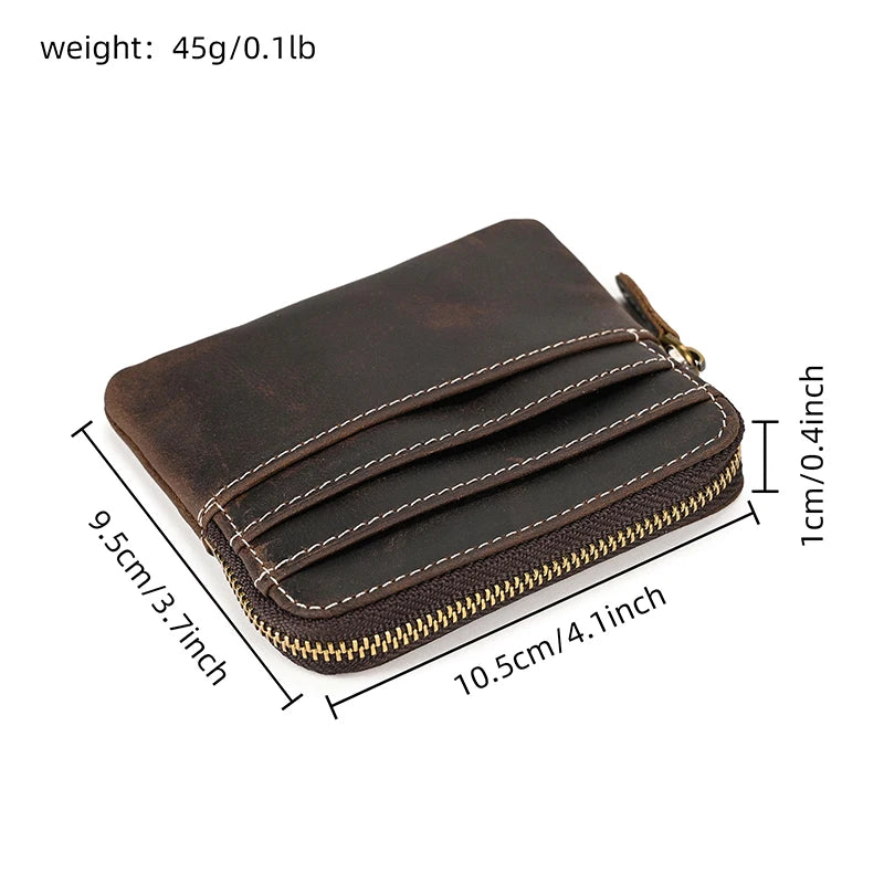 Leather Men Zipper Card Holder Short Wallet Women Man Mini Clutch Wallets