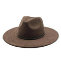 Brown suede hat with a black band on a white background, Obroi