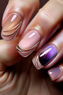 Short Medium long nails gradient french strips Glossy or glitter tips press on nail