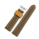 Brown watch strap with a silver buckle on a white background, Obroi