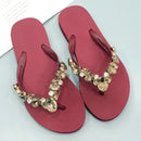 Comfortable Beach Shoes Non-slip Soft Bottom Casual Flip-flops Rhinestone Chain Flat Slippers