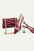 Latest Womens Matching Shoe and Bags Decorated with Rhinestone Shoe and Bags Set Shoes