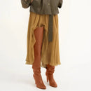 Simple and High Heels Over The Knee Sleeve Leather Boots Women's Large Round Knight Boots