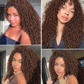 Deep Wave Feather Crochet Hair Extensions Honey Blonde Colored Knotless Curly Human Hair Pre Separated For Twist Braiding