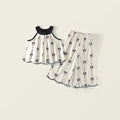 Girl Pure Cotton Set Summer Children's Wide Leg Pants Two Piece Set
