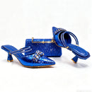Autumn Royal Blue Color Shoes and Bag Set Special Design for Wedding Party