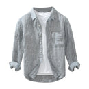 Linen Shirts Thin Coats For Man Lapel Loose Casual Long Sleeved Spring Male Jackets
