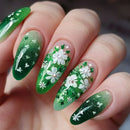 24pcs Summer Fresh Green Press On Naills Lotus Flower Gold Fish Pattern Printed Fake Nails Glossy Almond Detachable False Nail