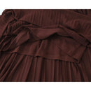 Sexy Women Vintage Brown Unfinished Hem Pleated Strapless Top