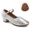 Women Tango Modern Girls Salsa Latin Ballroom Dance Shoes Ladies Low Heel Soft Dancing Shoes Comfortable Gold Silver