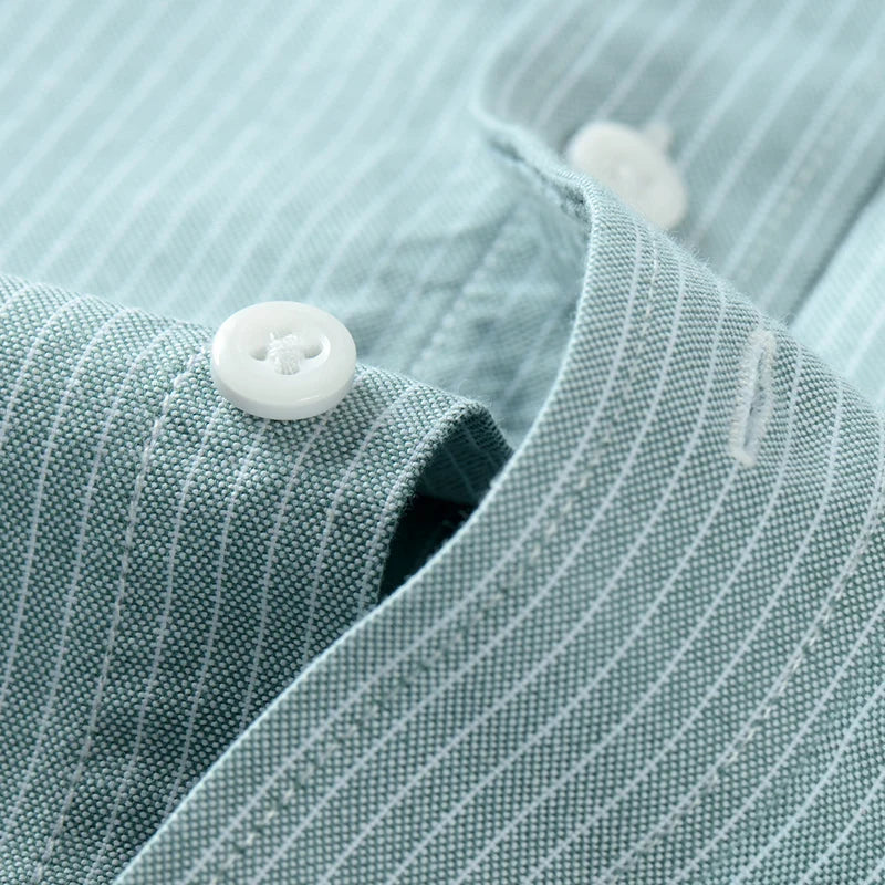 Striped Men Casual Shirts Pure Cotton Full Sleeve Button Collar Soft Male Business Shirt Autumn Spring