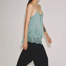 Women's round Neck Asymmetric Lace Crop Top Summer Casual Wear Fit Outerwear