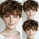 Hightlight Short Straight Wig Pixie Cut Wig Remy Human Hair Wigs With Bangs For Daily Wear