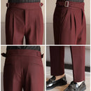 Luxury Men High-Rise Dress Pants Stripe with Pleats & Naples Tailoring