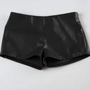 Black leather shorts on a white background, Obroi