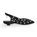 Women Pointed Toe Rhinestone Hollow Slingback Pumps Ankle Strap Party Dress Shoes