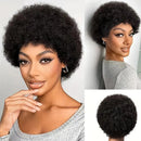 Woman with an afro hairstyle, wearing a gray top, with close-up of hair on a white background, Obroi