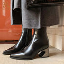 Shoes Woman Ankle Boots Genuine Leather High Heels Pointed Toe Autumn Winter Warm Shoes Dress Party