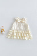 Girls' Solid Color Cake Skirt Summer Baby Doll Neck Dress Children's Bow Skirt