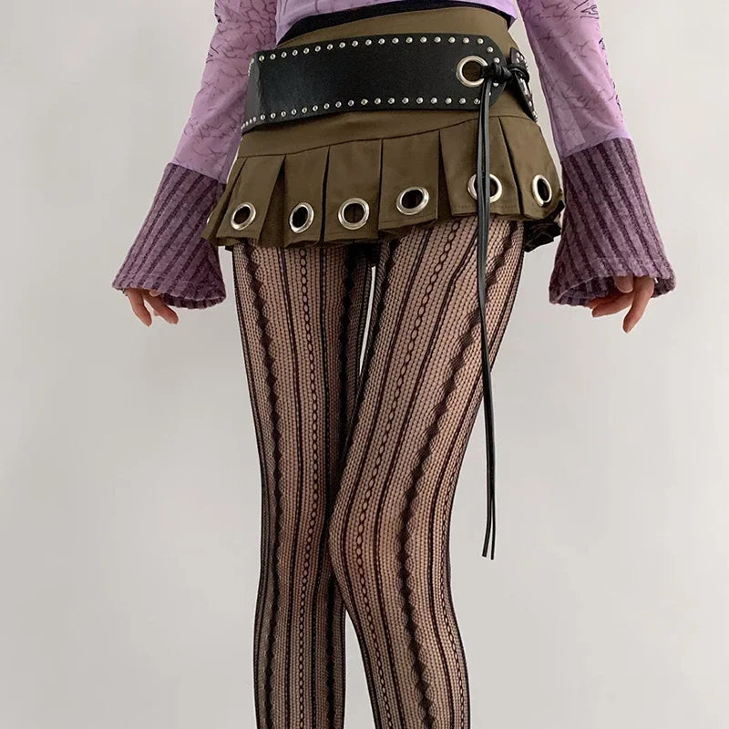 Stockings Women Geometric Striped Pantyhose Rattan Mesh Lace Gothic Cute Seamless Fishnet Legging