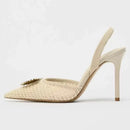 Elegant Women Pumps Slingbacks High Heels for Ladies Women Designer Shoes