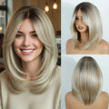 Lace Front Wigs For Women 13x4 Pre Plucked Wear And Go Short Bob Wig With Bangs Pre-cut Ombre Blonde Lace Wigs