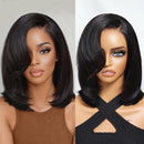 7x5 Lace Side Part Straight Bob Wig With Layers Human Hair Glueless Wig