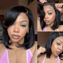 7x5 Lace Side Part Straight Bob Wig With Layers Human Hair Glueless Wig