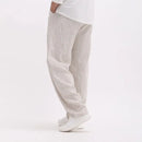 Men Casual Pants Linen Wide Trousers Male Loose Style Trend Stylish Classic