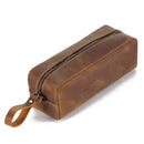 Genuine Leather Pencil Bag Retro Simple Stationery Pouch Storage Bag Zipper Pencil Pouch Portable Pencils Pens Pouch
