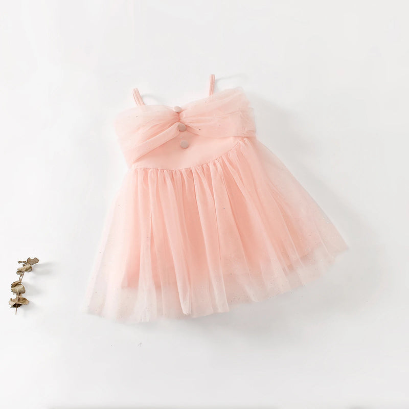 Baby Girls Dresses Glitter Tulle Sleeveless Princess Dress Set with Crown Headband Birthday Party Performance Costumes