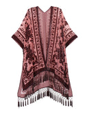 Bohemian Kimono Velvet Tassel Shawl Casual and Versatile for Women on Vacation