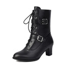 Women Victorian Ankle Boots British Shoes Buckle Ladies High Heels Female Boot