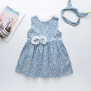 Girls Dresses Floral Dress Kids Baby Clothes Children Outfits Free Headband