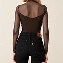 T-Shirts Autumn Casual Simple Hollow Out Stand Collar Streetwear T-Shirts For Women