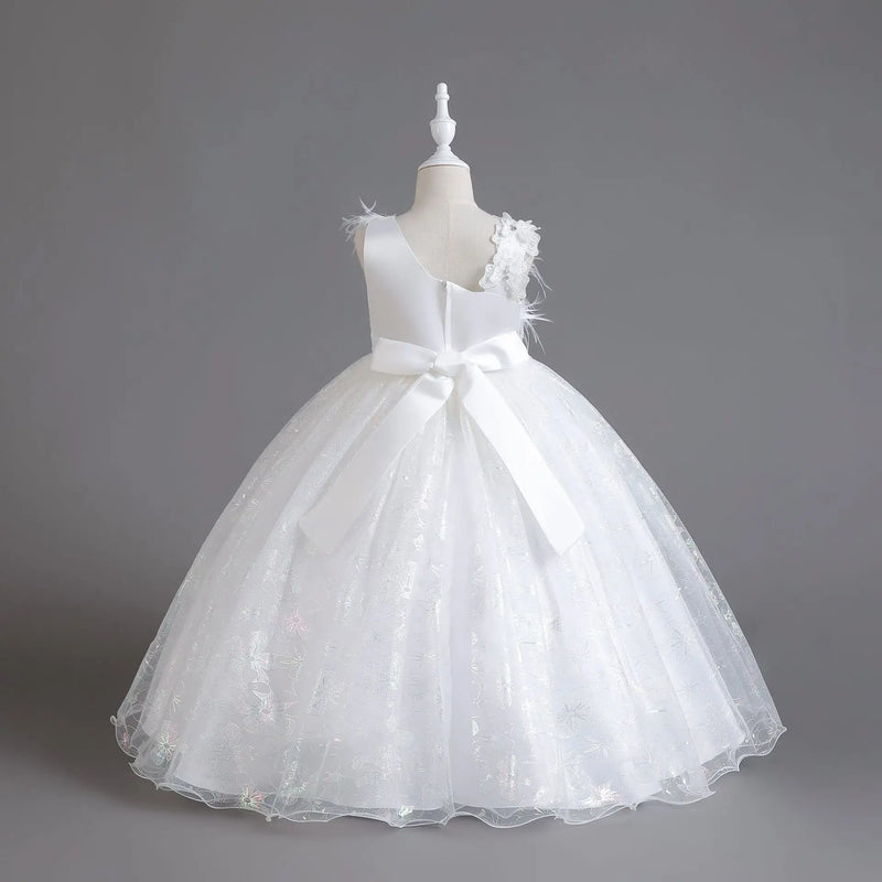 Lace Girls Princess Party Long Dress Kids Wedding Birthday Formal Evening Prom Dresses Children Carnival